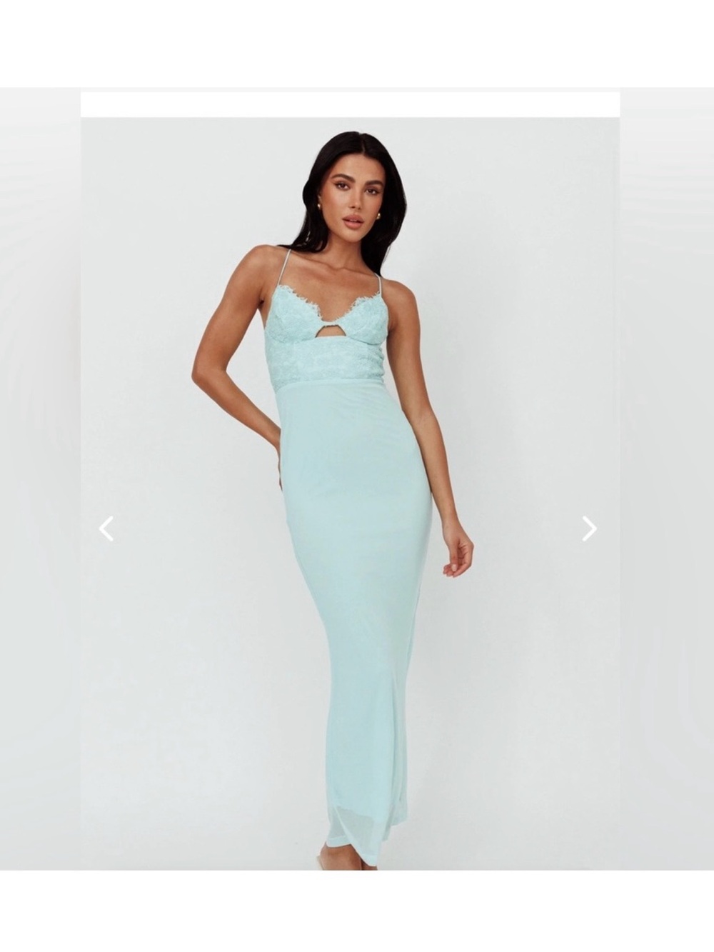Selfie Leslie Mint Lace-Trim Maxi Dress